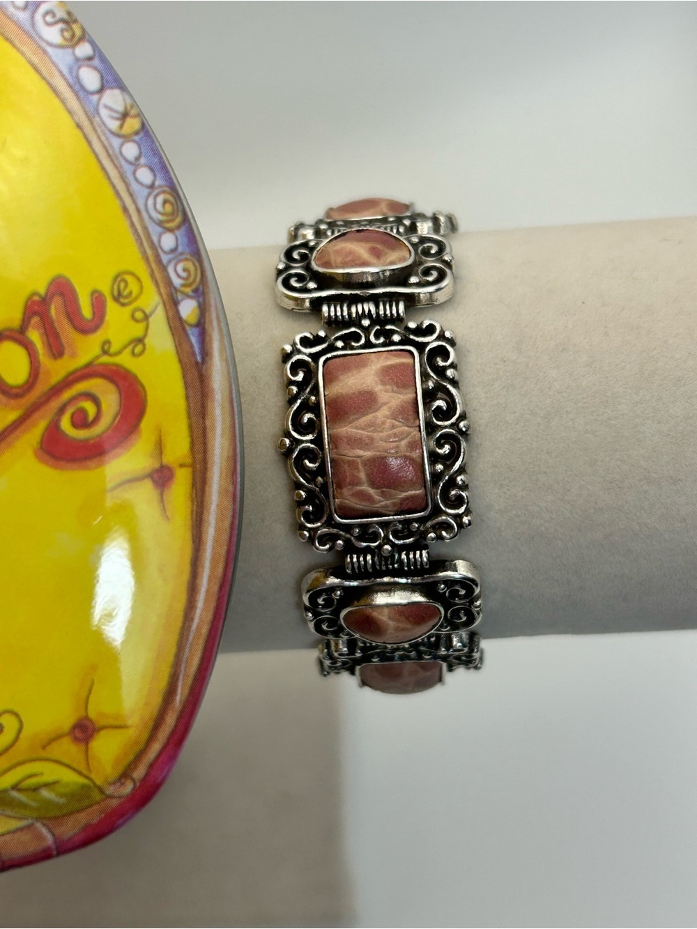 Brighton Park Avenue Bracelet Pink Leather Silver Plated 7.5" Vintage & Tin